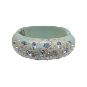 Vintage Weiss Hinged  Lucite Bangle Sparkling Multi Rhinestone Bracelet 1950s